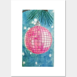 Funky Christmas discoball Posters and Art